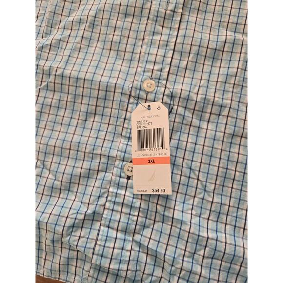 NAUTICA Mens Oxford Blue Plaid Classic Fit Button Down Shirt 3XL‎ RN67835 - Picture 3 of 12